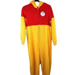 Winnie The Pooh Fleece Onesie Pajamas Costume With Hood & Pockets Sz L